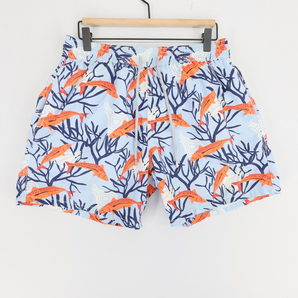 Vilebrequin Moorea Swim Trunks Mens XL Blue Fish Print Board Shorts Bathing
